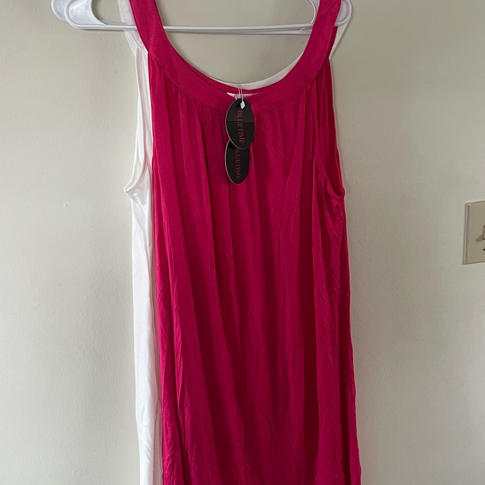 2 - packs Bleutime Fuchsia and White Tank Top XL